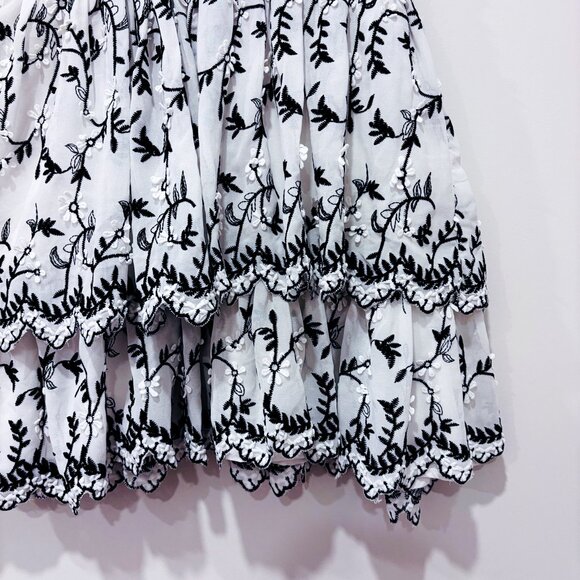 MAJORELLE Black & White Dora Floral Embroidered Mini Dress | Medium * - Picture 5 of 9